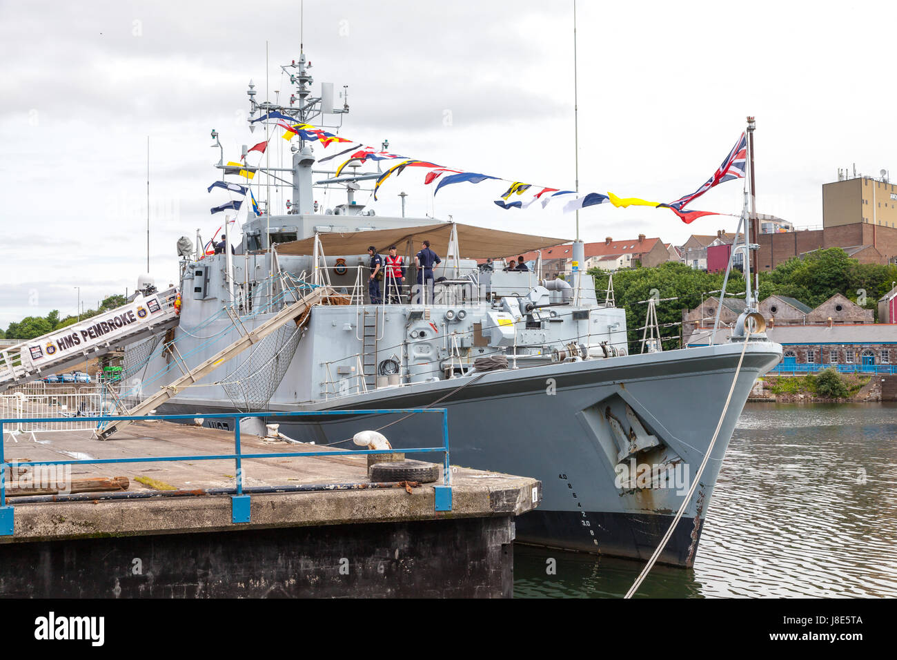 Milford Haven, UK. 28th May 2017. Visitors boarding HMS Pembroke at
