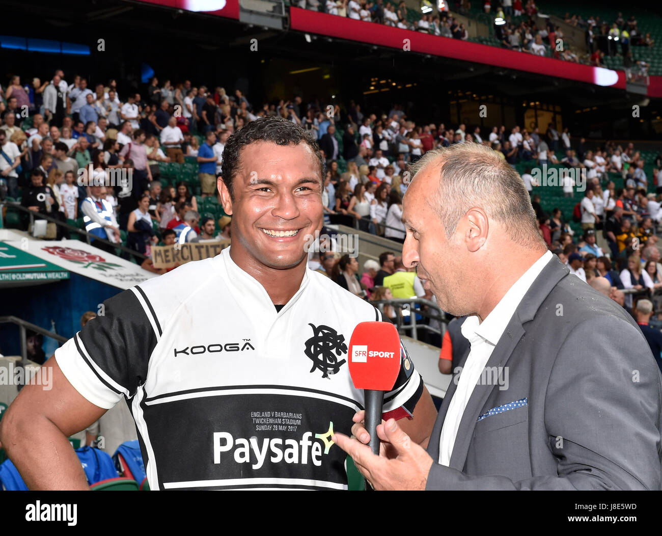 London, England - 28th May, 2017: Thierry Dusautoir (Barbarians) gave a press interview after the 2017 Old Mutual Wealth Cup: England vs Barbarians at Twickenham Stadium. Credit: Taka Wu/Alamy Live News Stock Photo