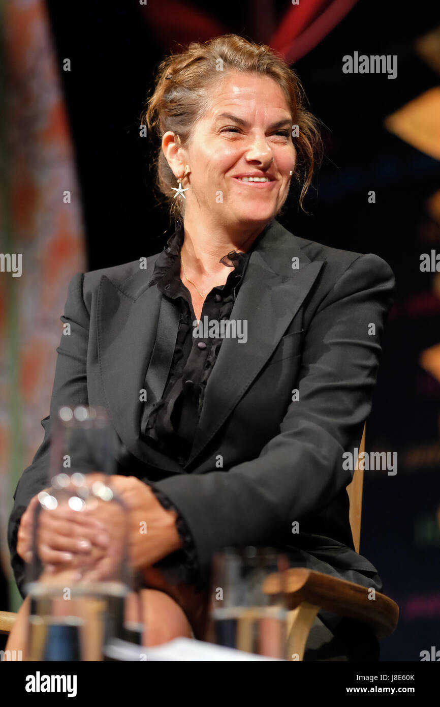 Hay Festival 2017 - Hay on Wye, Wales, UK - May 2017 - Artist Tracey Emin on stage at the Hay Festival talking about her life and career - the Hay Festival celebrates its 30th anniversary in 2017 - Credit: Steven May/Alamy Live News Stock Photo
