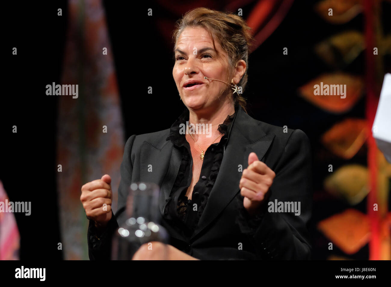 Hay Festival 2017 - Hay on Wye, Wales, UK - May 2017 - Artist Tracey Emin on stage at the Hay Festival talking about her life and career - the Hay Festival celebrates its 30th anniversary in 2017 - Credit: Steven May/Alamy Live News Stock Photo