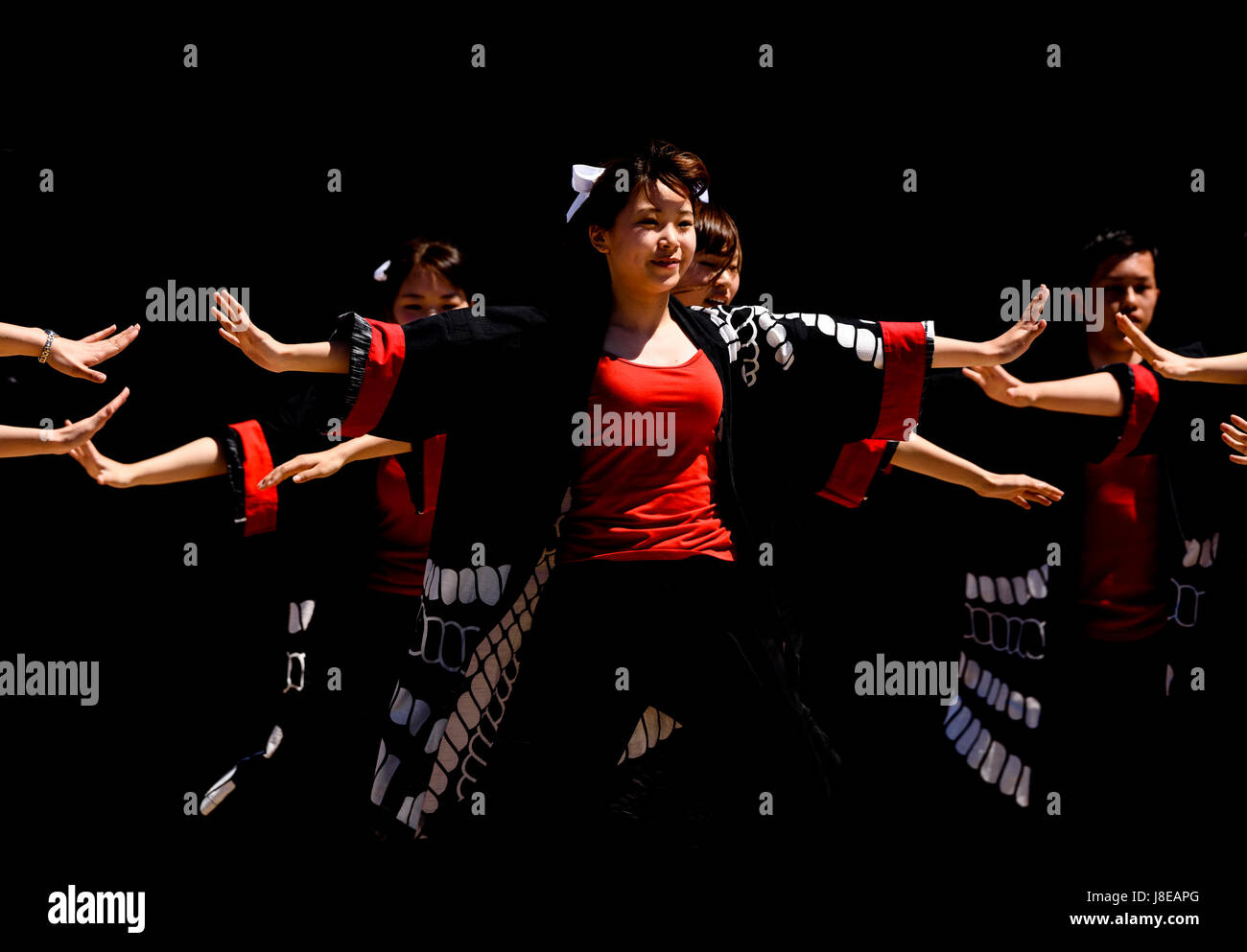 Toyokawa, Japan. 28th May, 2017. MAY 28, 2017 - Dancers perform at the Yosakoi-in-Oiden festival in Toyokawa, Japan. Yosakoi incorporates traditional Japanese dance movements with modern pop music. Credit: Ben Weller/AFLO/Alamy Live News Stock Photo
