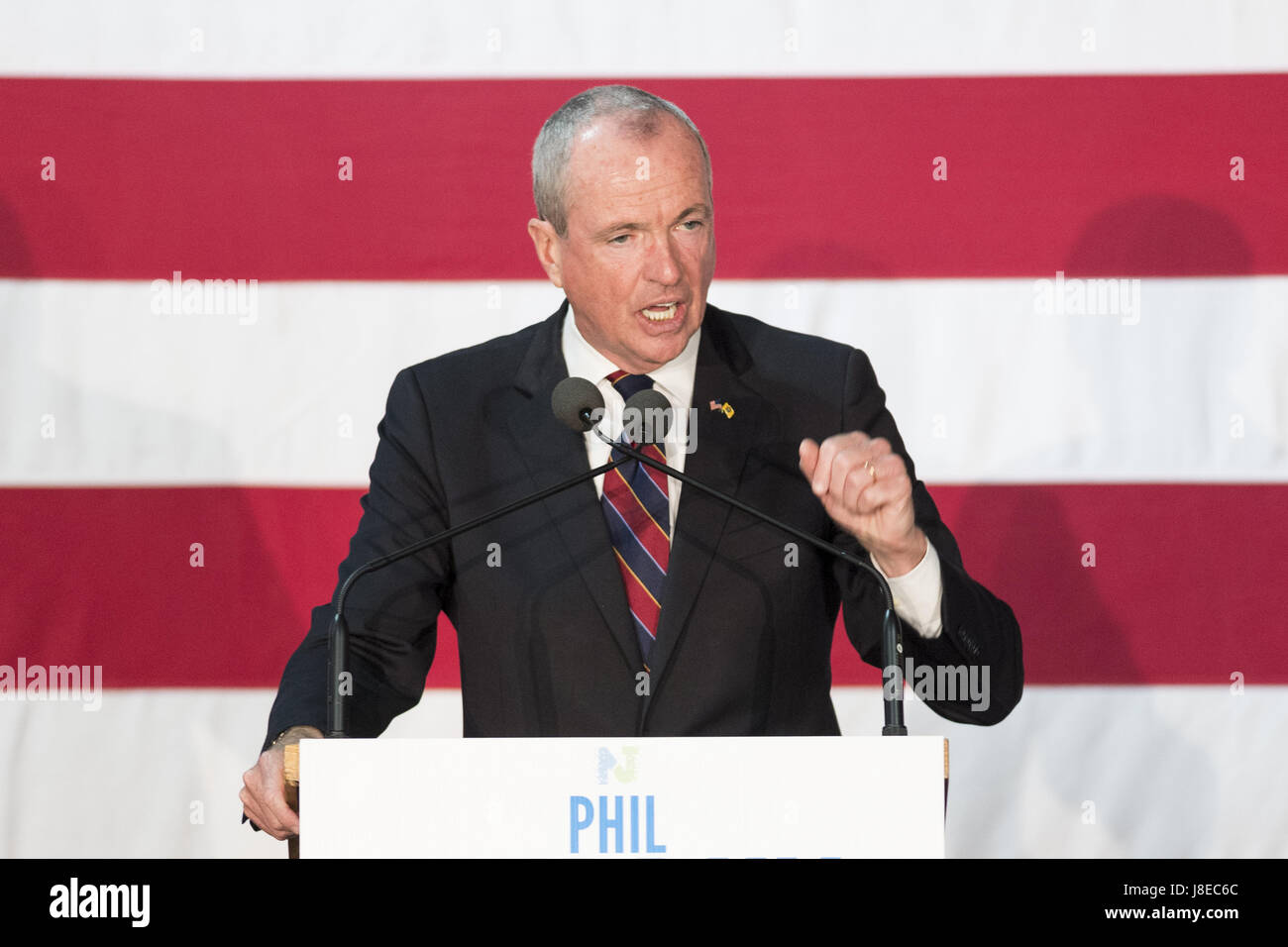 Lyndhurst, New Jersey, USA. 28th May, 2017. PHIL MURPHY speaking at a