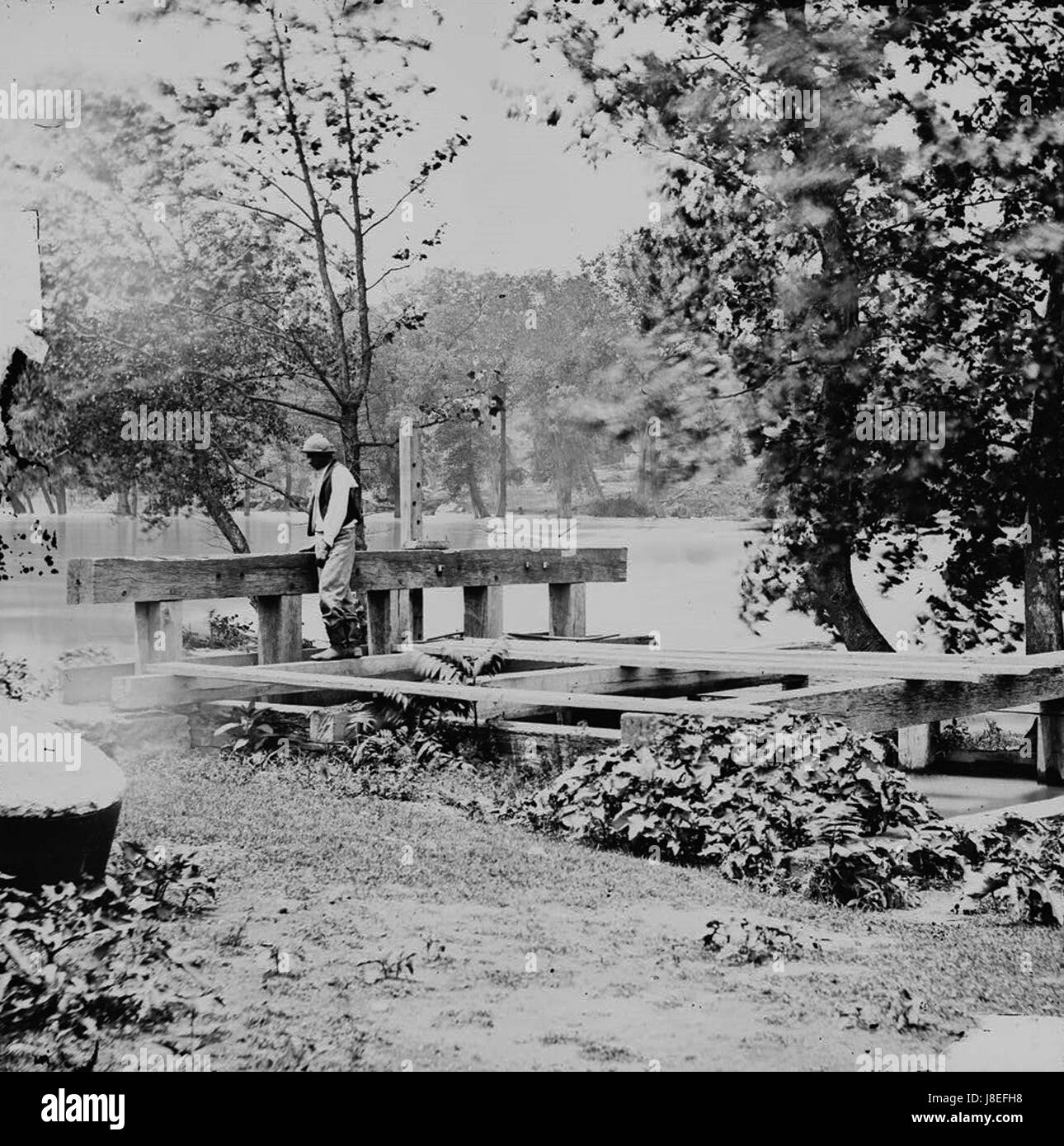 Mill dam on Appomattox River Stock Photo