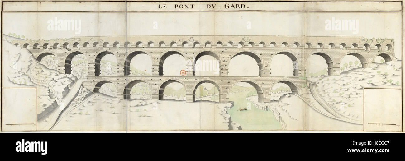 Dessin du pont du Gard Stock Photo