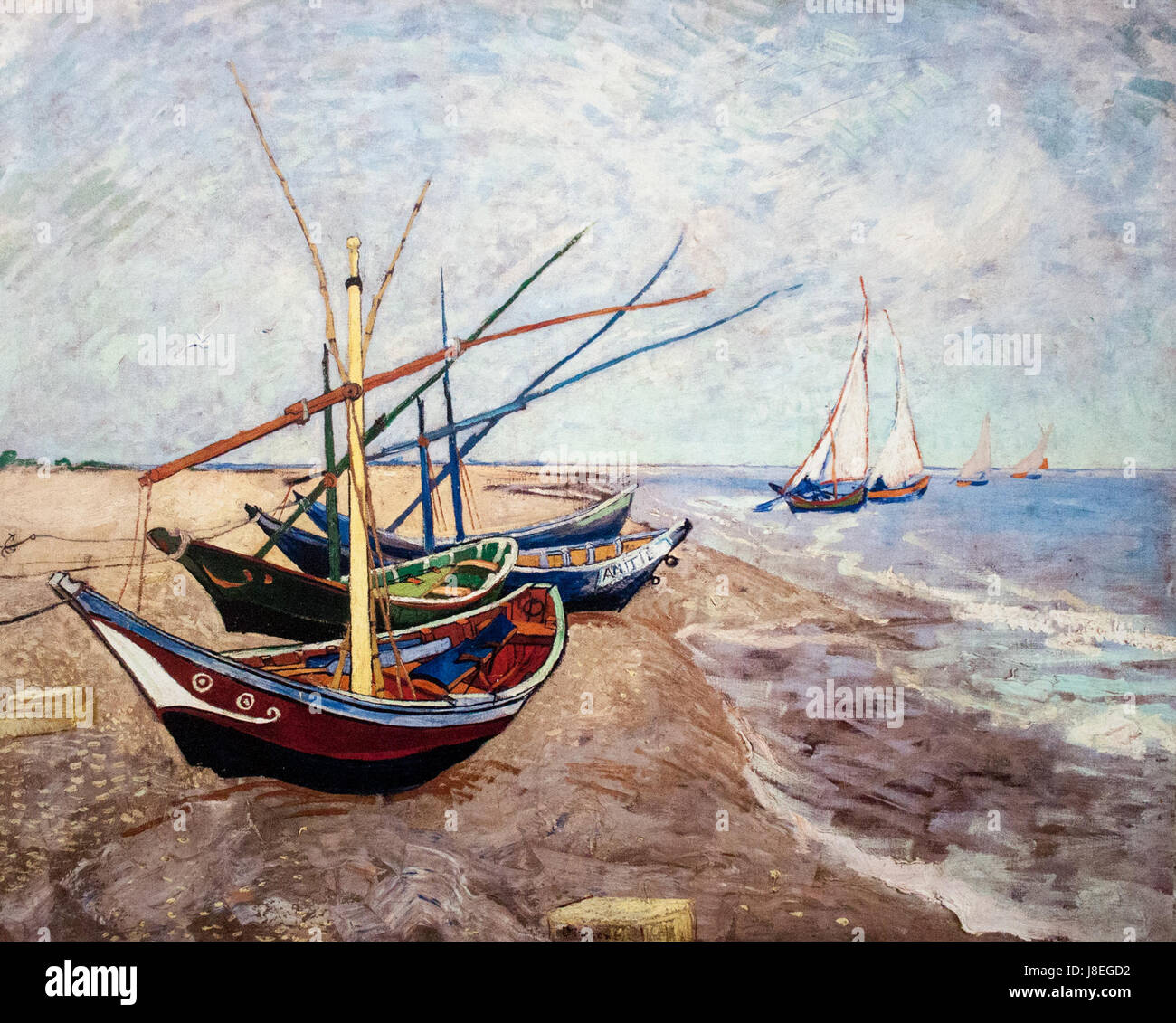 Fishing Boats on the Beach at Saintes-Maries 1888 painting