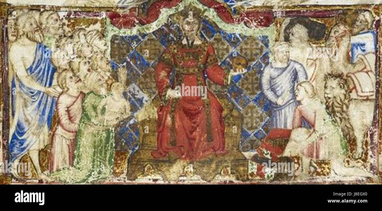 Louis I of Naples enthroned Stock Photo Alamy