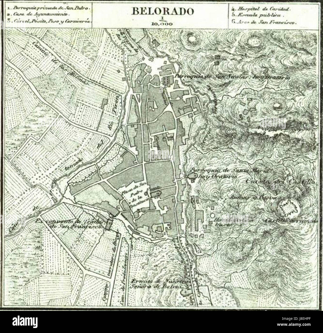 Mapa de Belorado (1868), por Francisco Coello Stock Photo