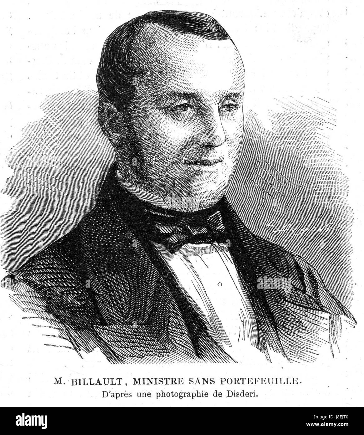 L'illustration 1862 gravure M. Billault, ministre sans portefeuille Stock Photo