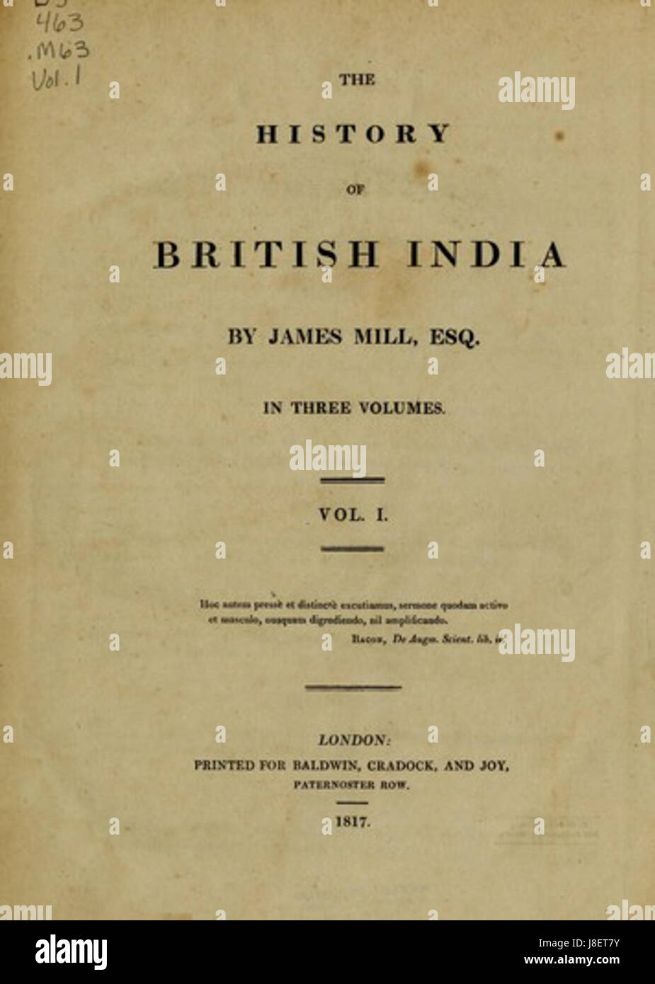 History of British India 1817 James Mill Stock Photo