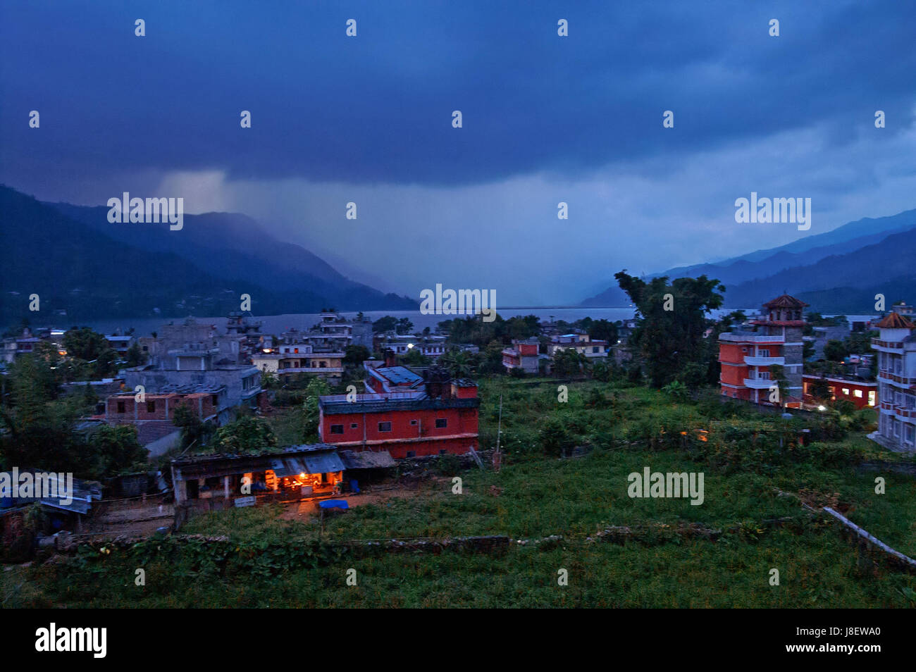 Evening view phewa lake pokhara hi-res stock photography and images - Alamy
