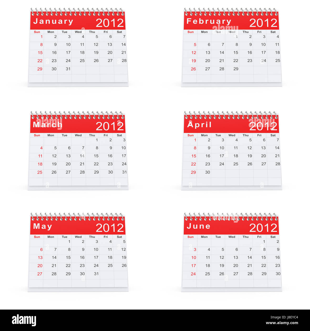 Calendar + date + june 2012 Cut Out Stock Images & Pictures