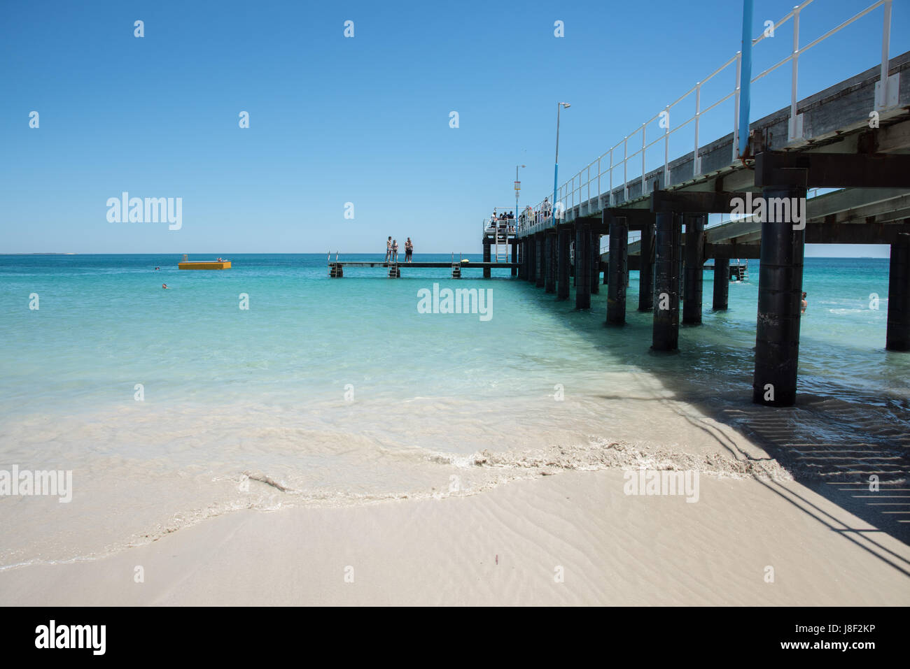 Coogee,WA,Australia-November 14,2016: People on the Coogee Beach jetty with the Indian Ocean seascape in Coogee, Western Australia. Stock Photo
