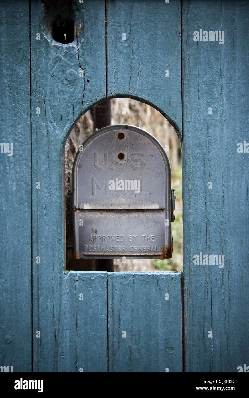 Blue Door Vintage Metal Mailbox Picturesque Mail Antiques Wooden