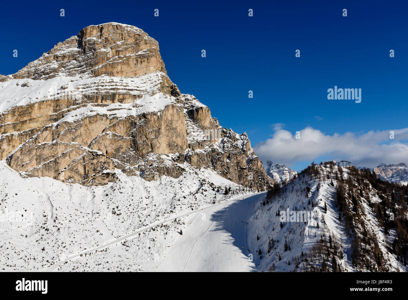 Slope on the Skiing Resort of Colfosco, Alta Badia, Dolomites Alps, Italy Stock Photo