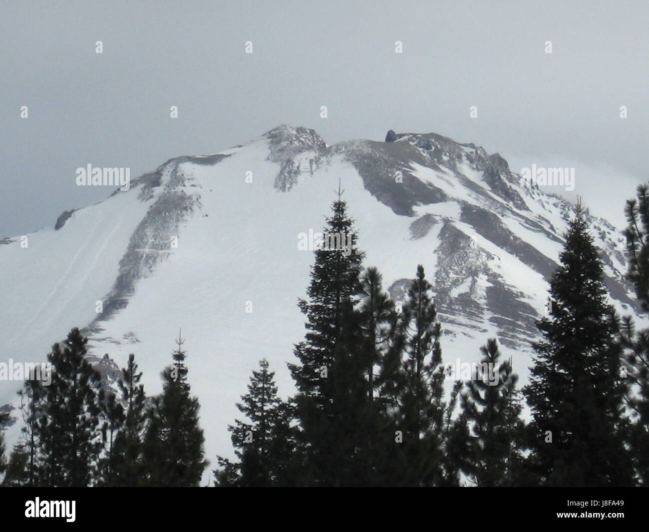Snowy Mount Lassen Stock Photo