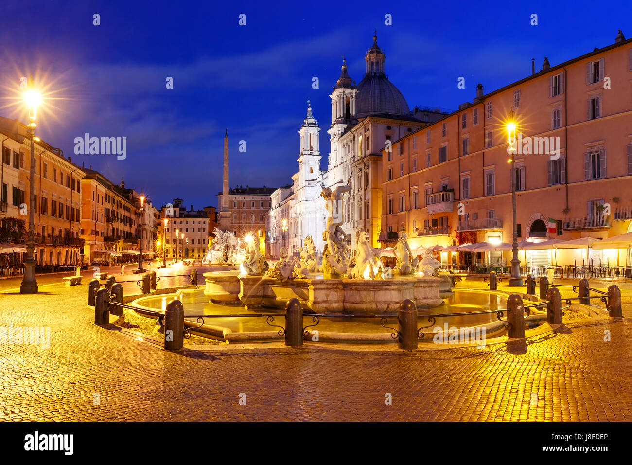 Piazza Navona Square at night, Rome, Italy. Stock Photo