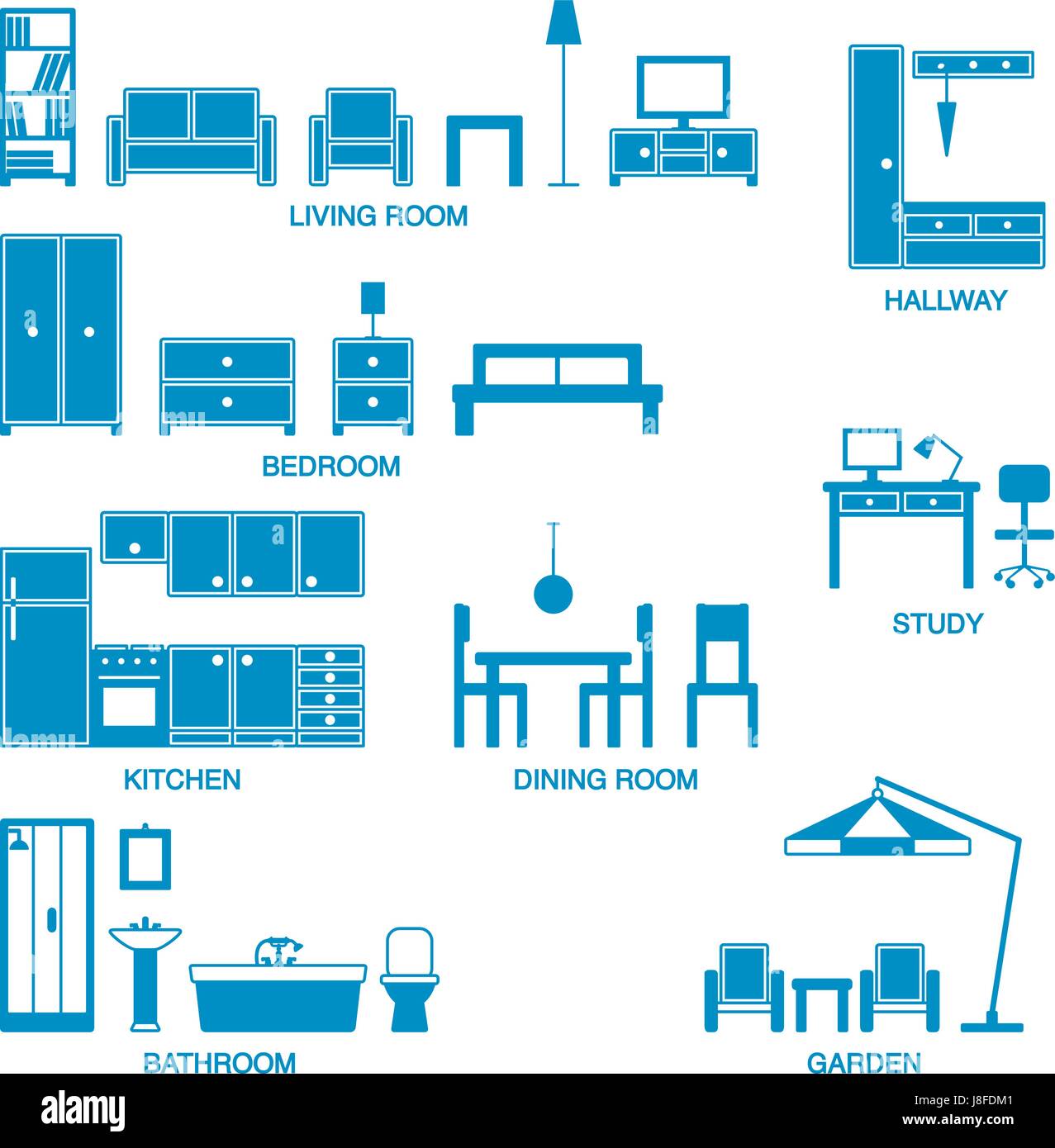 Vector home furniture silhouette icons Stock Vector Image & Art - Alamy
