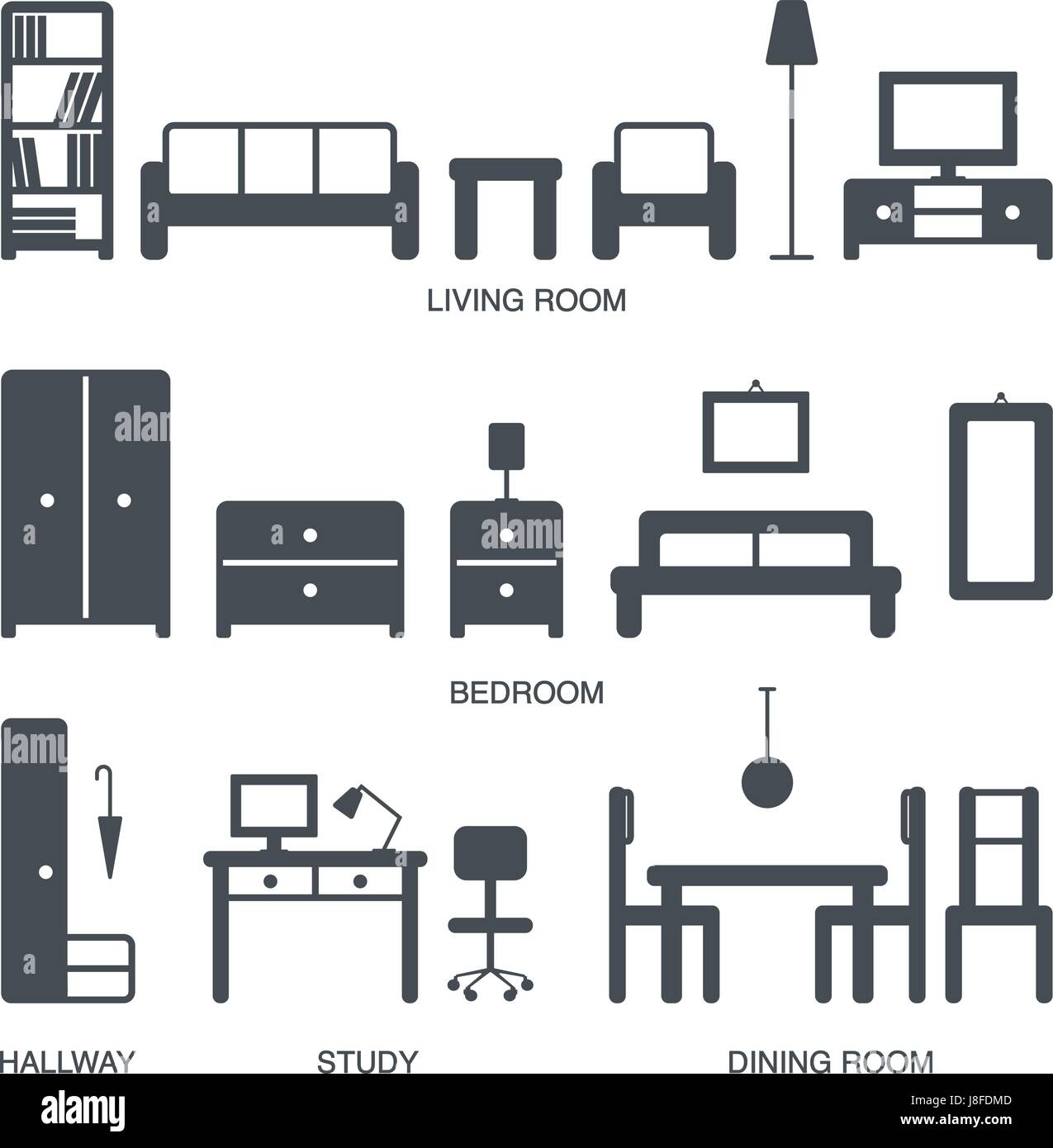 Vector home furniture silhouette icons Stock Vector Image & Art - Alamy