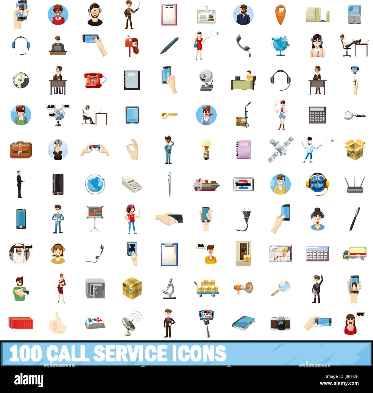 100 call service icons set, cartoon style Stock Vector Image & Art - Alamy