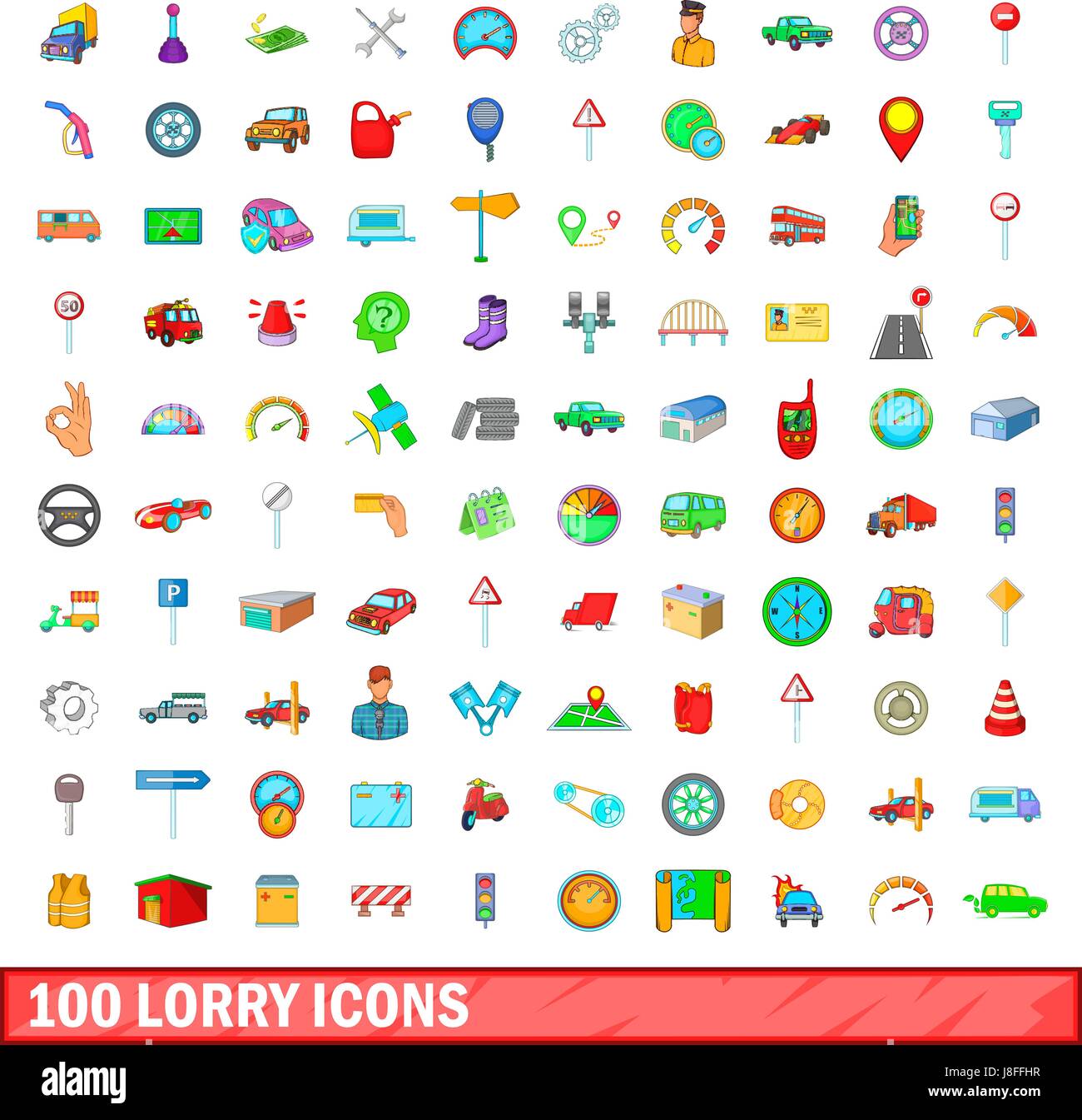 100 lorry icons set, cartoon style Stock Vector Image & Art - Alamy