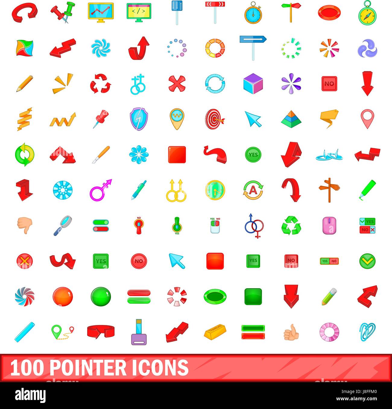 100 pointer icons set, cartoon style Stock Vector Image & Art - Alamy