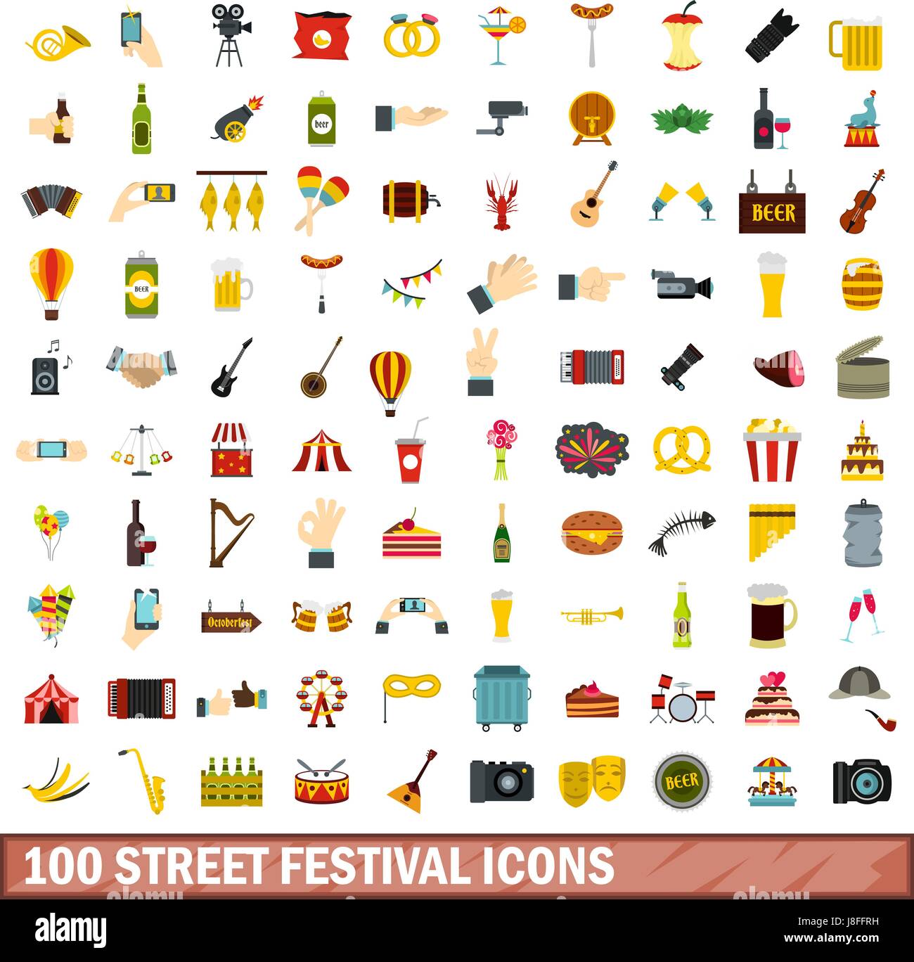100 street festival icons set, flat style Stock Vector Image & Art - Alamy