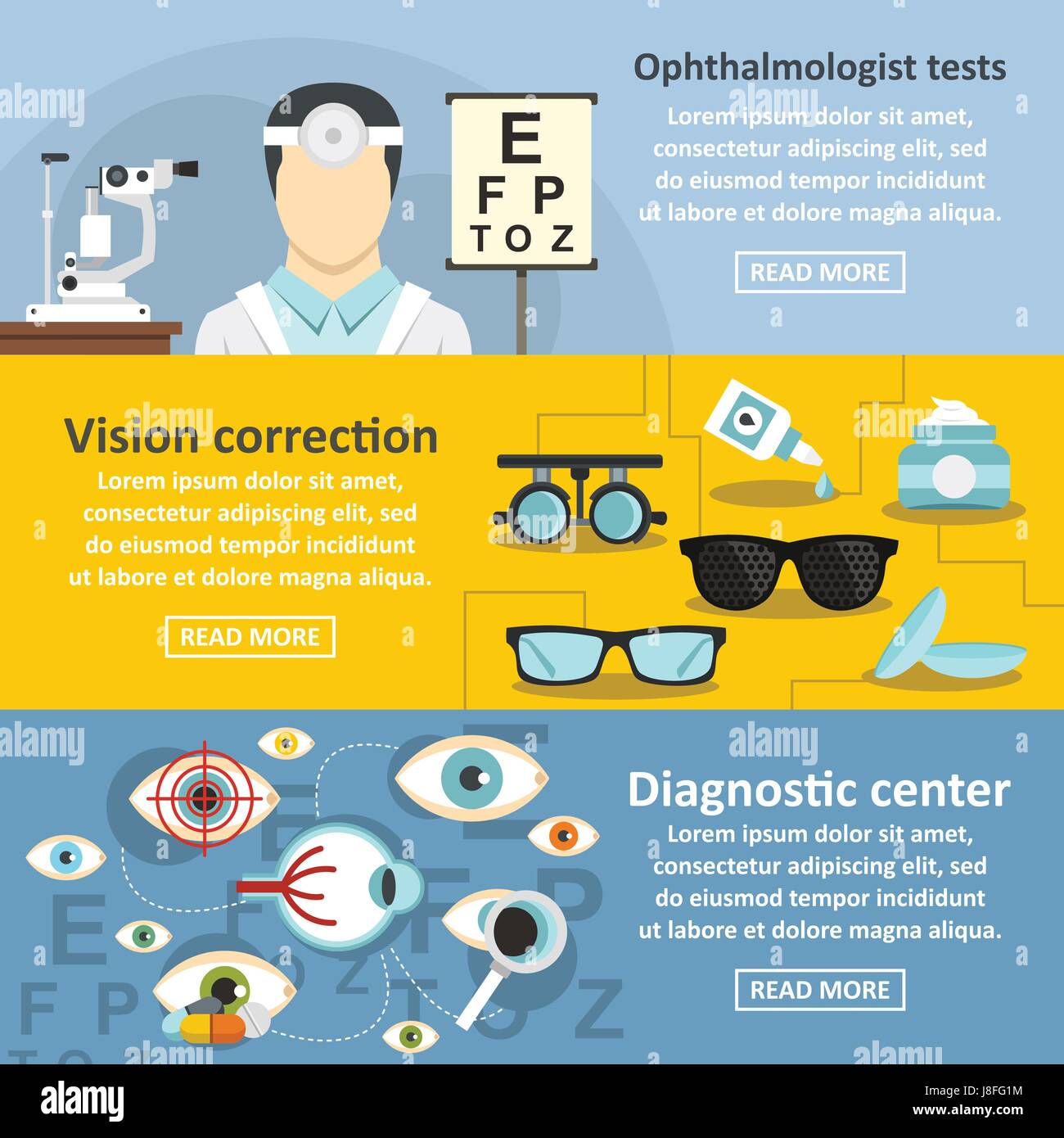 ophthalmologist-banner-horizontal-set-flat-style-stock-vector-image