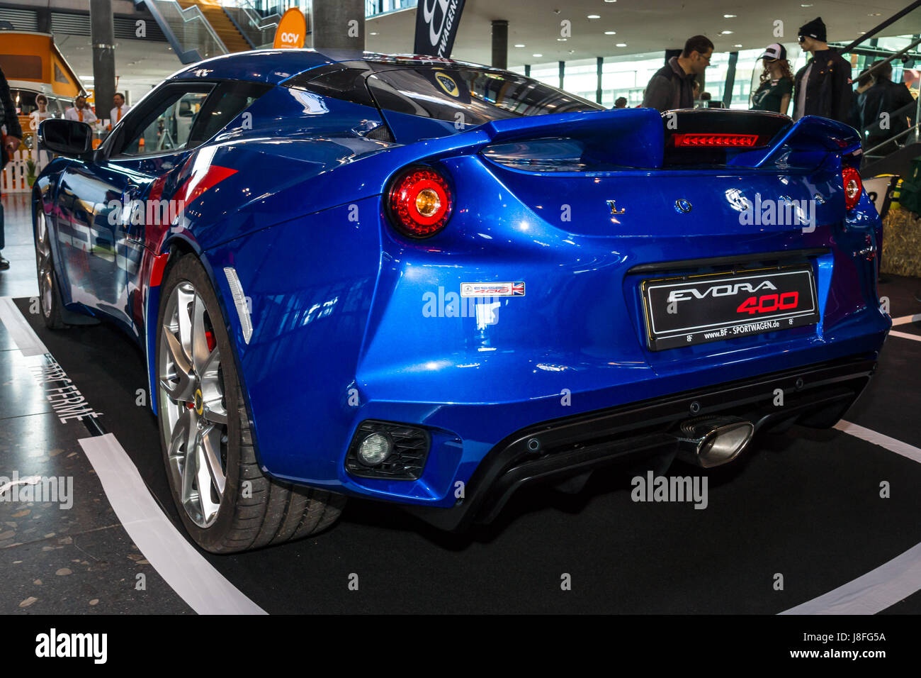 Sports car Lotus Evora 400 ESSEX by BF-Motorsport Disign, 2016. Rear view. Europe's greatest classic car exhibition 'RETRO CLASSICS' Stock Photo