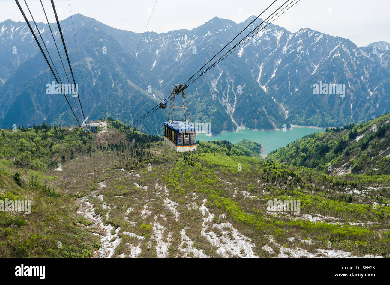 Cable car at japan alps tateyama kurobe alpine route Stock Photo