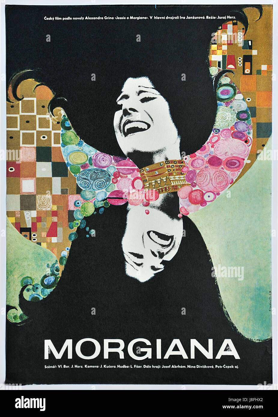 Morgiana. Original movie poster by Czech artist Kveta Kovarova, 1972. Dramatic movie by director Juraj Herz. Czechoslovakia. Stock Photo