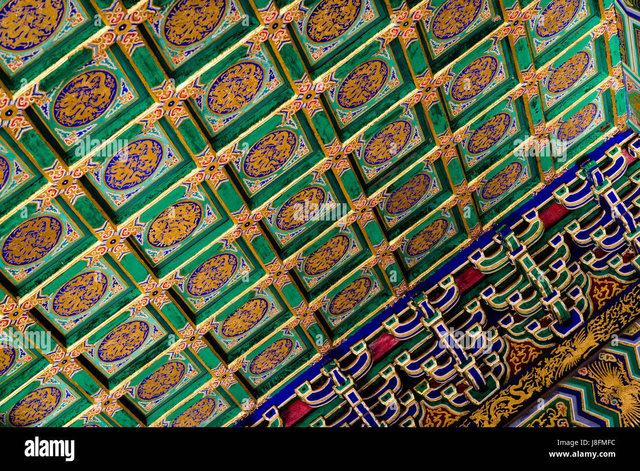 Ceiling pattern, Imperial Hall of Heaven, the Heavenly Warehouse, Temple of Heaven, Beijing, China Stock Photo
