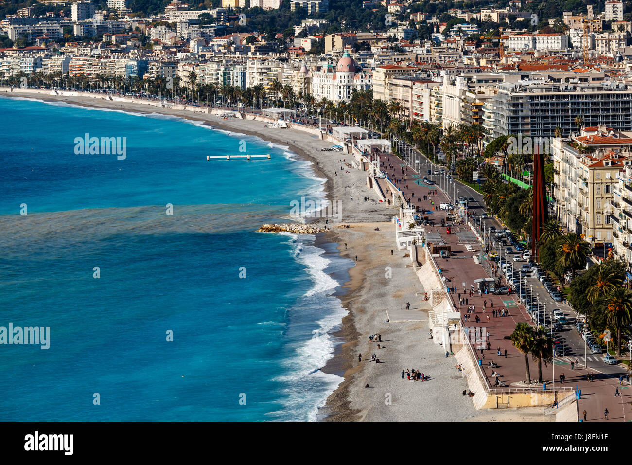 Promenade des Anglais and Beautiful Beach in Nice, French Riviera