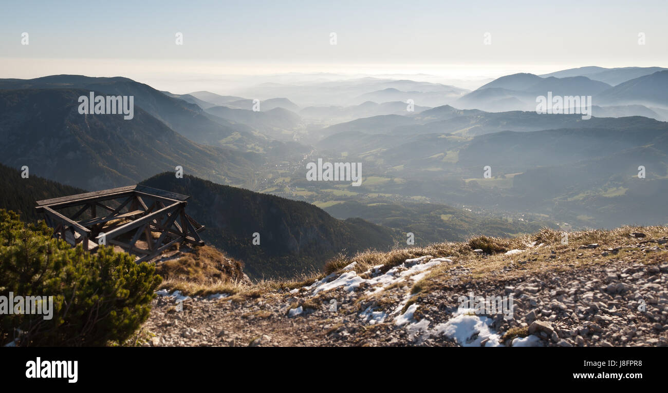 mountains, fog, sight, view, outlook, perspective, vista, panorama, lookout, Stock Photo