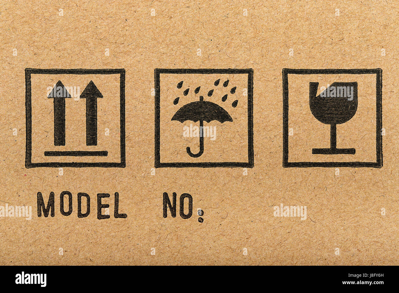 Fragile Keep Dry (with Up Arrows, Umbrella, Broken Glass Symbol Stock