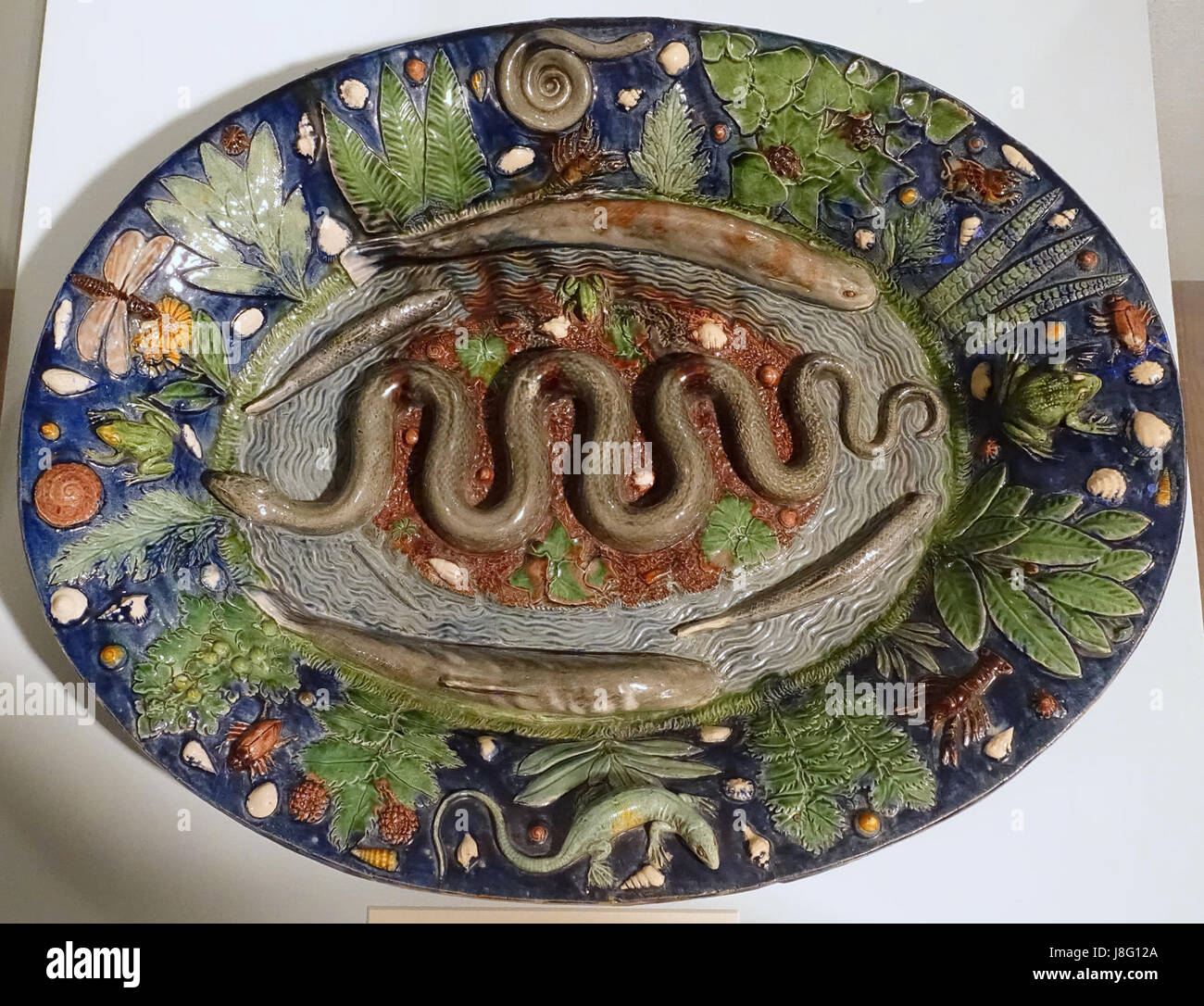 Dish attributed to Bernard Palissy, Paris, France, 16th century, lead glazed earthenware   Krannert Art Museum, UIUC   DSC06639 Stock Photo