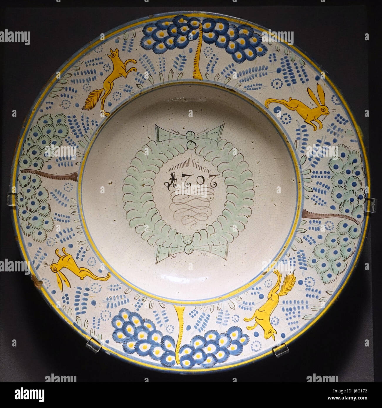 Dish, Slovakia, 1707, ceramic   Museum of Anthropology, University of British Columbia   DSC08886 Stock Photo