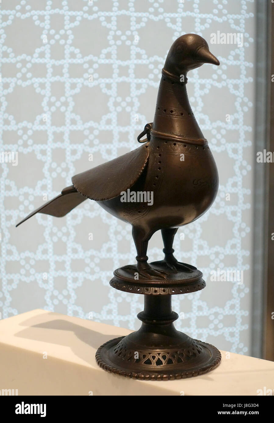 Incense burner, Hindustan, 1624 AD, brass inlaid with black compound