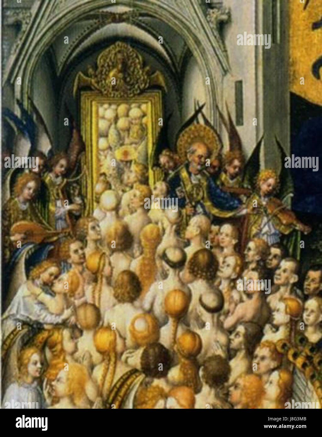 The 'Last Judgement' is a famous religious artwork by the German artist Stephan Lochner. This detail refers to a section of the painting depicting the final judgment as described in Christian theology. Stock Photo