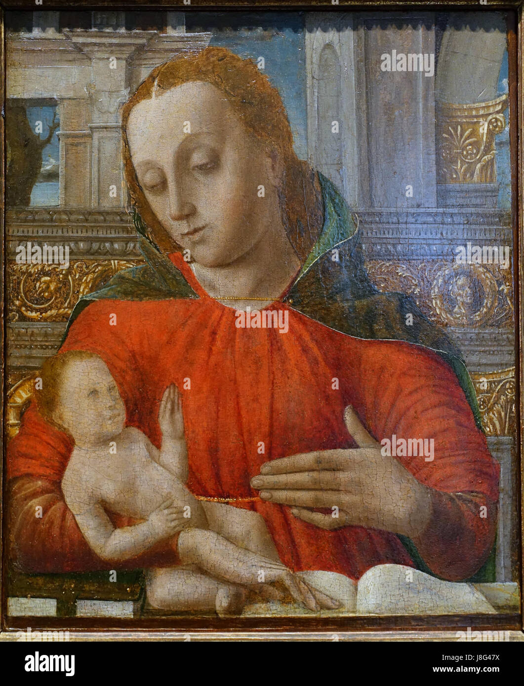 Madonna and Child, follower of Bartolomeo Suardi, called Bramantino, Milan, c. 1500, oil on panel   Blanton Museum of Art   Austin, Texas   DSC07721 Stock Photo