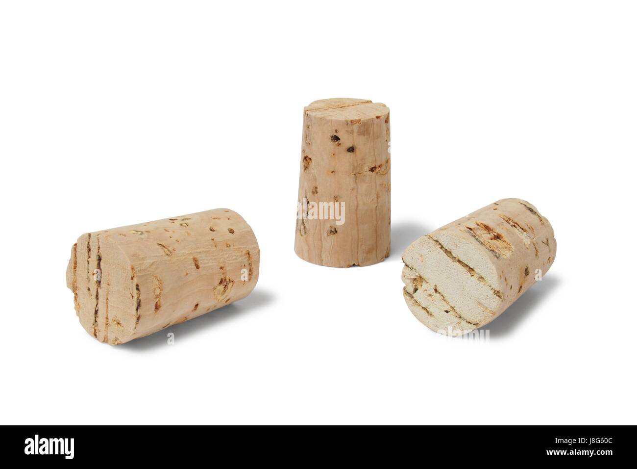 Three bottle stoppers isolated on white background Stock Photo