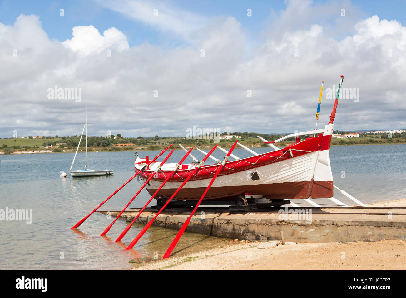 Lifeboat at Alvor, Algarve, Portugal Stock Photo