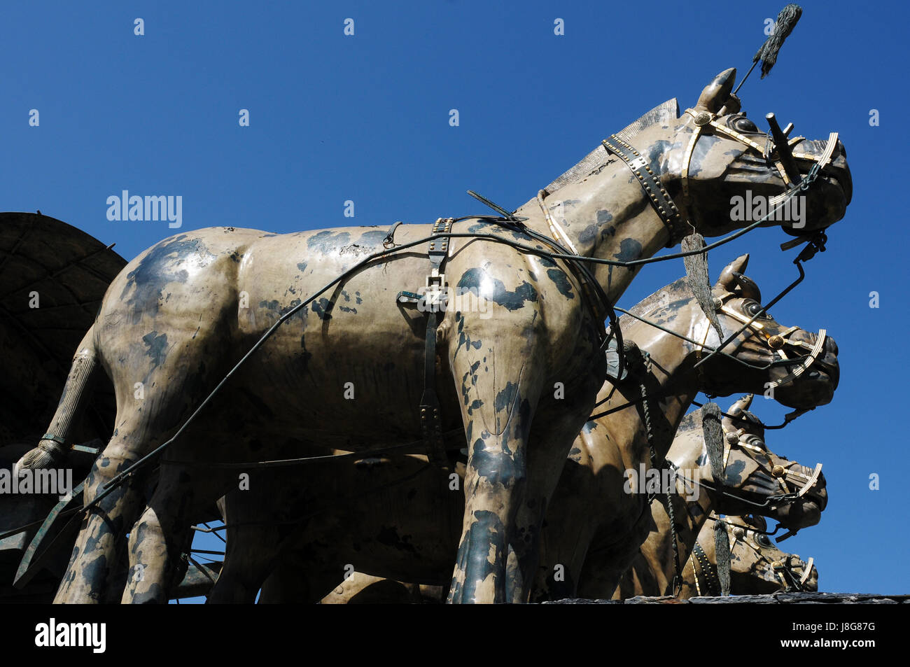 blue, travel, monument, art, culture, famous, horse, statue, sculpture, horses Stock Photo Alamy