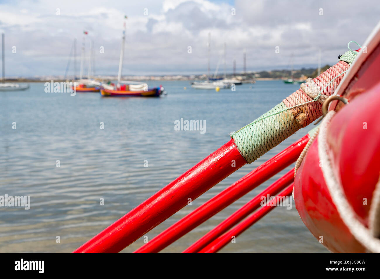 Lifeboat oars at Alvor, Algarve, Portugal Stock Photo