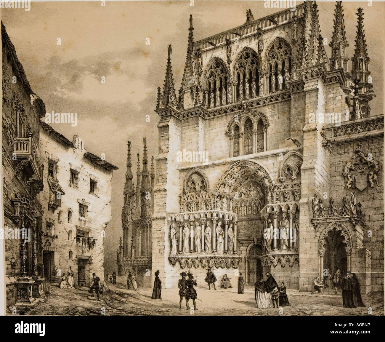 High door   Cathedral of Burgos 1850 Stock Photo