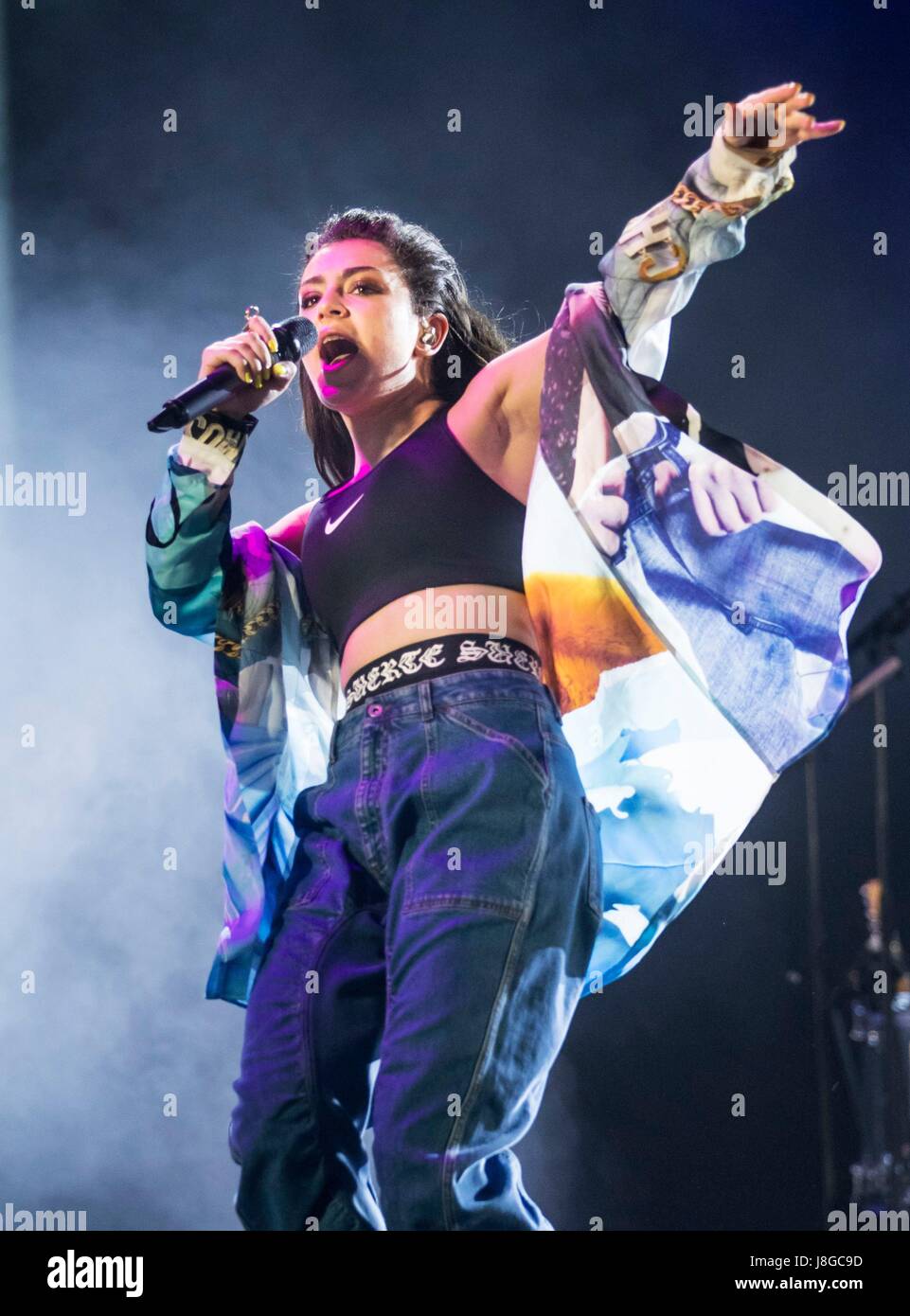 Charli XCX performs during a collaboration with Mura Masa during BBC Radio 1's Big Weekend at Burton Constable Hall, Burton Constable, Skirlaugh in Hull. Stock Photo