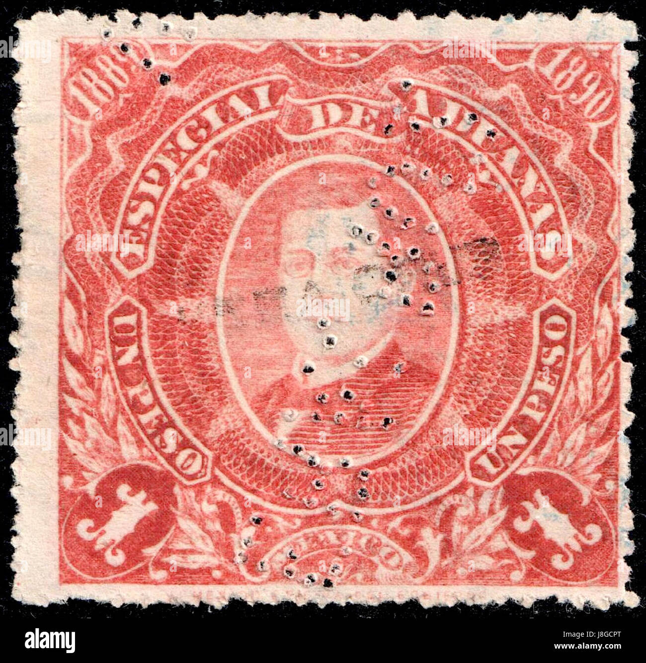 Mexico 1889 1890 customs revenue 1p 49 Stock Photo