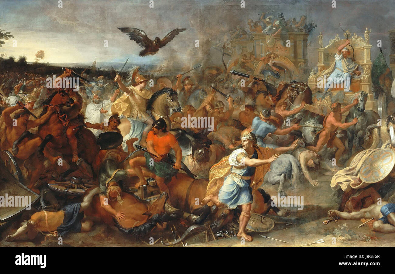Fragmen of battle of arbela painting by charles le brun Stock Photo