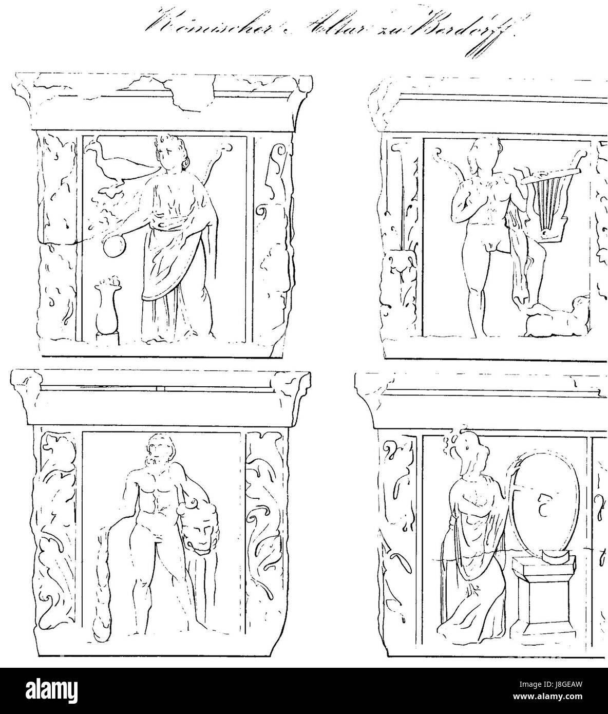 Hubert Berg, dessin autel romain de Berdorf Stock Photo