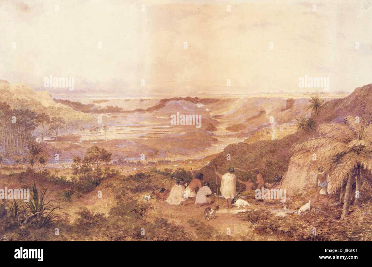 Matarawa, the farm of Mr Gilfillan, by John Alexander Gilfillan, Between 1845 and 1847 Stock Photo