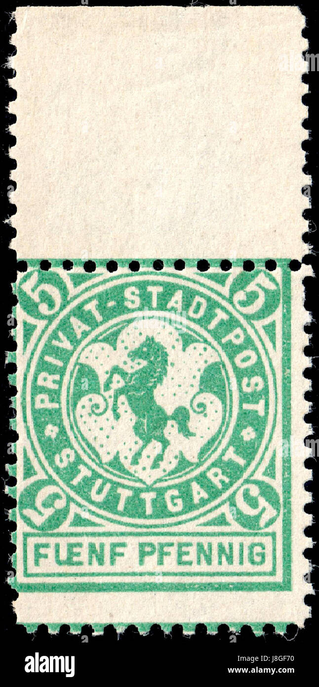 Germany Stuttgart 1886 local stamp 5pf   4 unused top Stock Photo